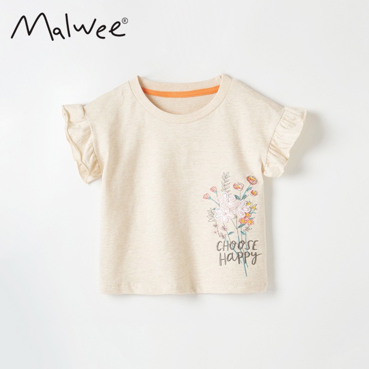 Áo thun bé gái Malwee 10-26kg áo phông trẻ em cộc tay mùa hè chất cotton mềm mịn cho bé 2 đến 7 tuổi qate