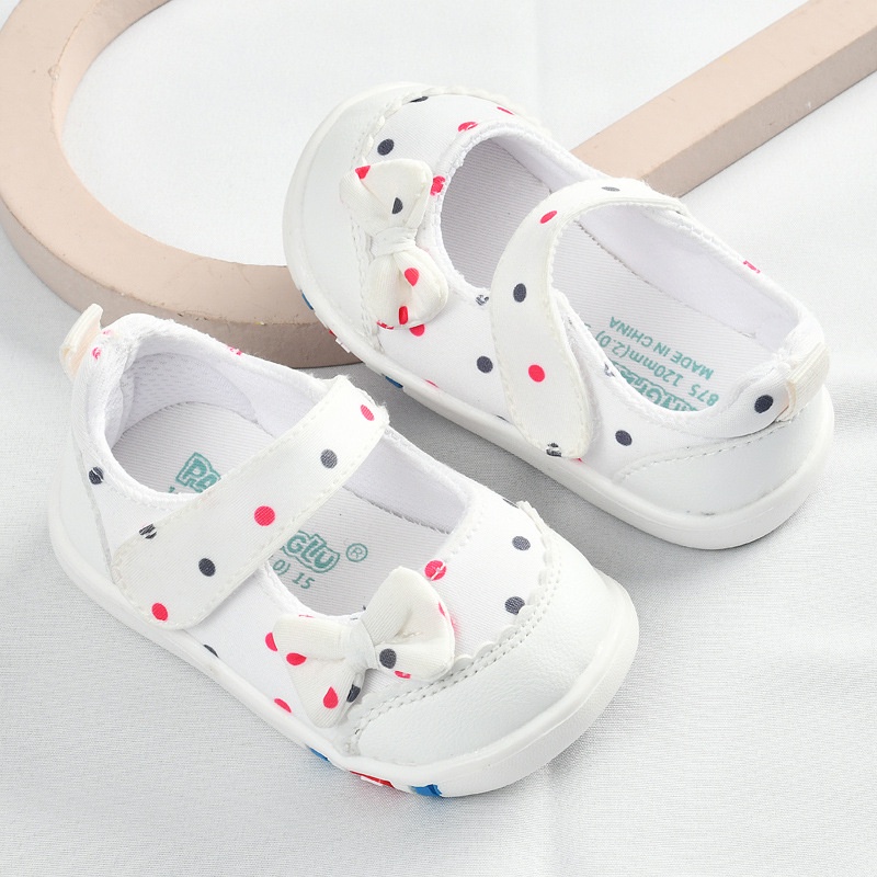 Giày Công Chúa Đế Bằng Chống Trượt Trọng Lượng Nhẹ Đính Nơ Hồng Dễ Thương Cho Bé Gái 0-3 Tuổi