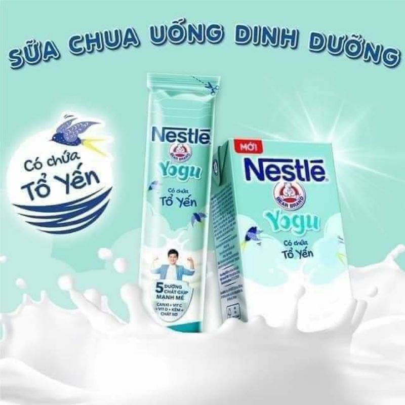 Sữa chua tổ Yến Nestle đủ 3 vị  - thùng 28 gói 85ml date T10/2023