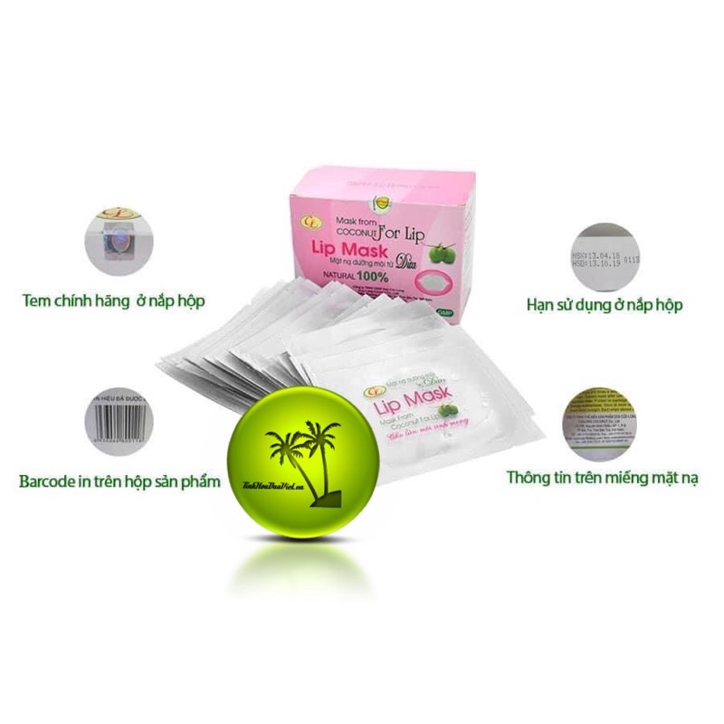 01 Miếng Mặt Nạ Dưỡng Môi Từ Dừa Cửu Long giảm thâm môi lên men công nghệ sinh học