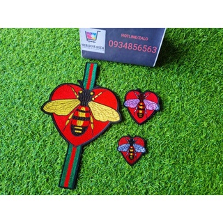 Patch/Sticker/Logo Thêu Ủi Hình Trái Tim Con Ong Thương Hiệu Nổi Tiếng