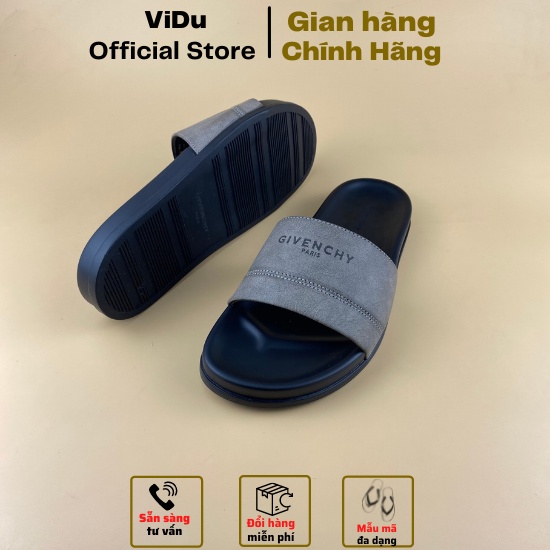 Dép nam thời trang Gyvenchy ViDu 8806 màu xám đen siêu bền, êm chân cao cấp.