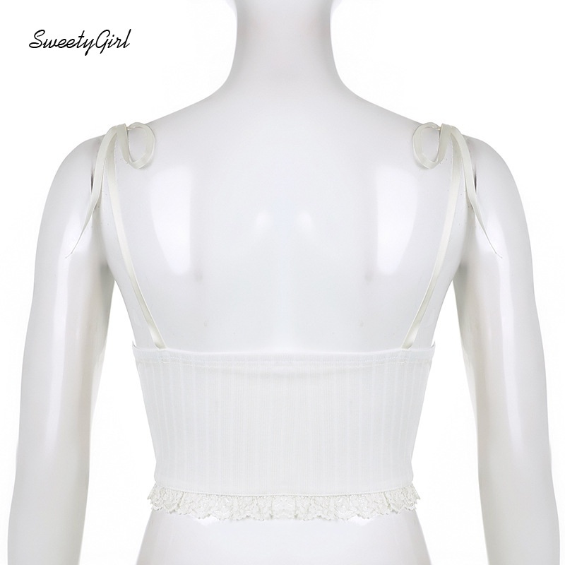 Áo hai dây cổ chữ V màu trơn viền ren thời trang cho nữ