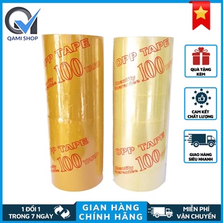 Băng keo trong dán thùng 100ya qami ,6 cuộn 1 cây.