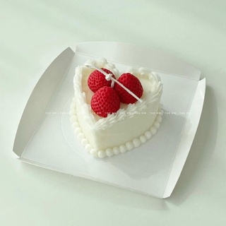 Nến thơm handmade bánh kem trái tim dâu tây-the bm-