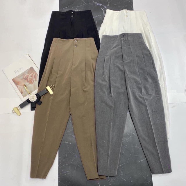 Quần Baggy Cạp Liền Hai Cúc Siêu Cao