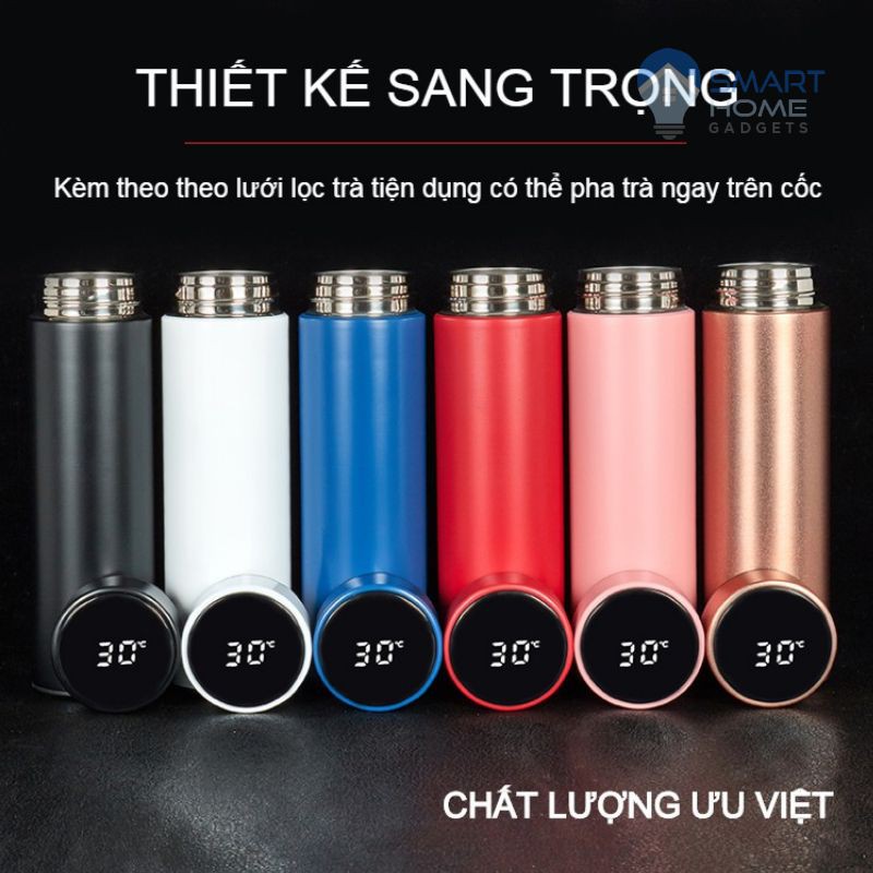 Bình Giữ Nhiệt Mazingvn 500ml Nắp Cảm Ứng và Hiển Thị Nhiệt Độ Bằng Inox 304 Cao cấp