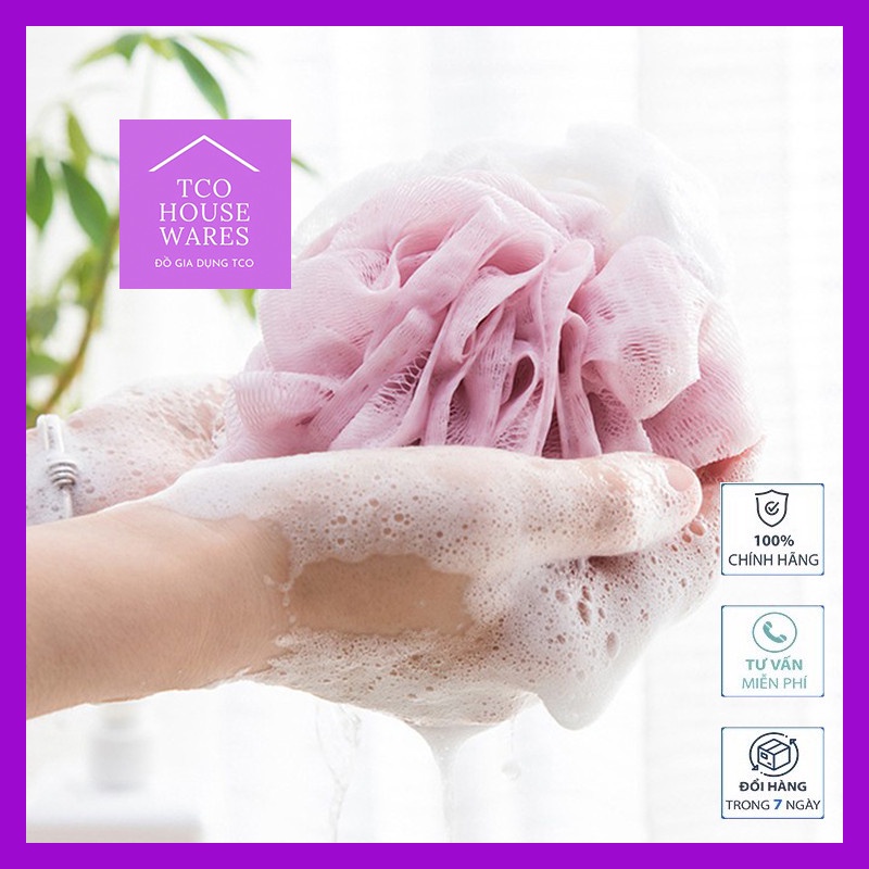 Bông tắm lưới cọ lưng loại tròn 2 mặt xuất Nhật ( có chọn màu)