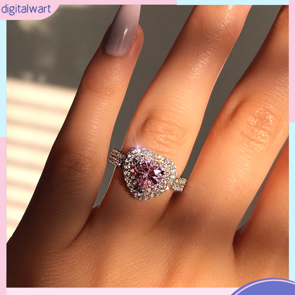 Nhẫn Mạ Bạch Kim Hình Trái Tim Đính Đá Xinh Xắn Cho Nữ