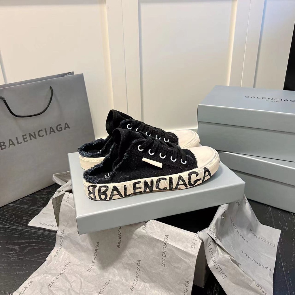Giày Balenciag 3D Phiên Bản 35-42 Cổ Thấp Màu Đen Thời Trang Cho Nam Và Nữ