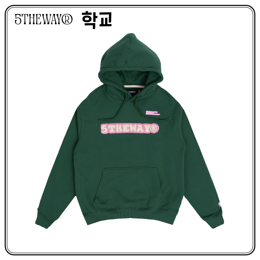 Áo Hoodie 5THEWAY /sketch/ thêu xù màu xanh lá Green