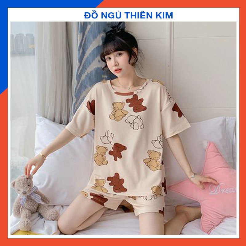 Đồ bộ nữ cộc tay bộ mặc nhà dễ thương vải cotton mềm mại HÌNH GẤU