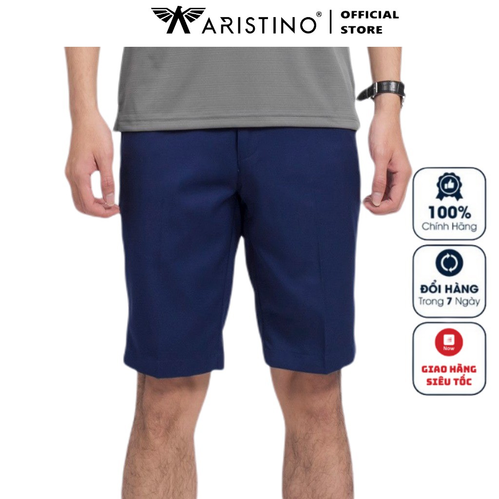 Quần Short Nam Aristino ASO035S9 Quần Short Âu Màu Xanh Tím Than Dáng Regular Fit