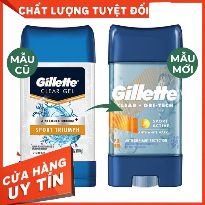 [CHÍNH HÃNG]Lăn khử mùi cho nam Gillette 3 tác động khử mùi khô thoáng da dưới cánh tay 107g USA LĂN DẠNG GEL TRONG -MỚI