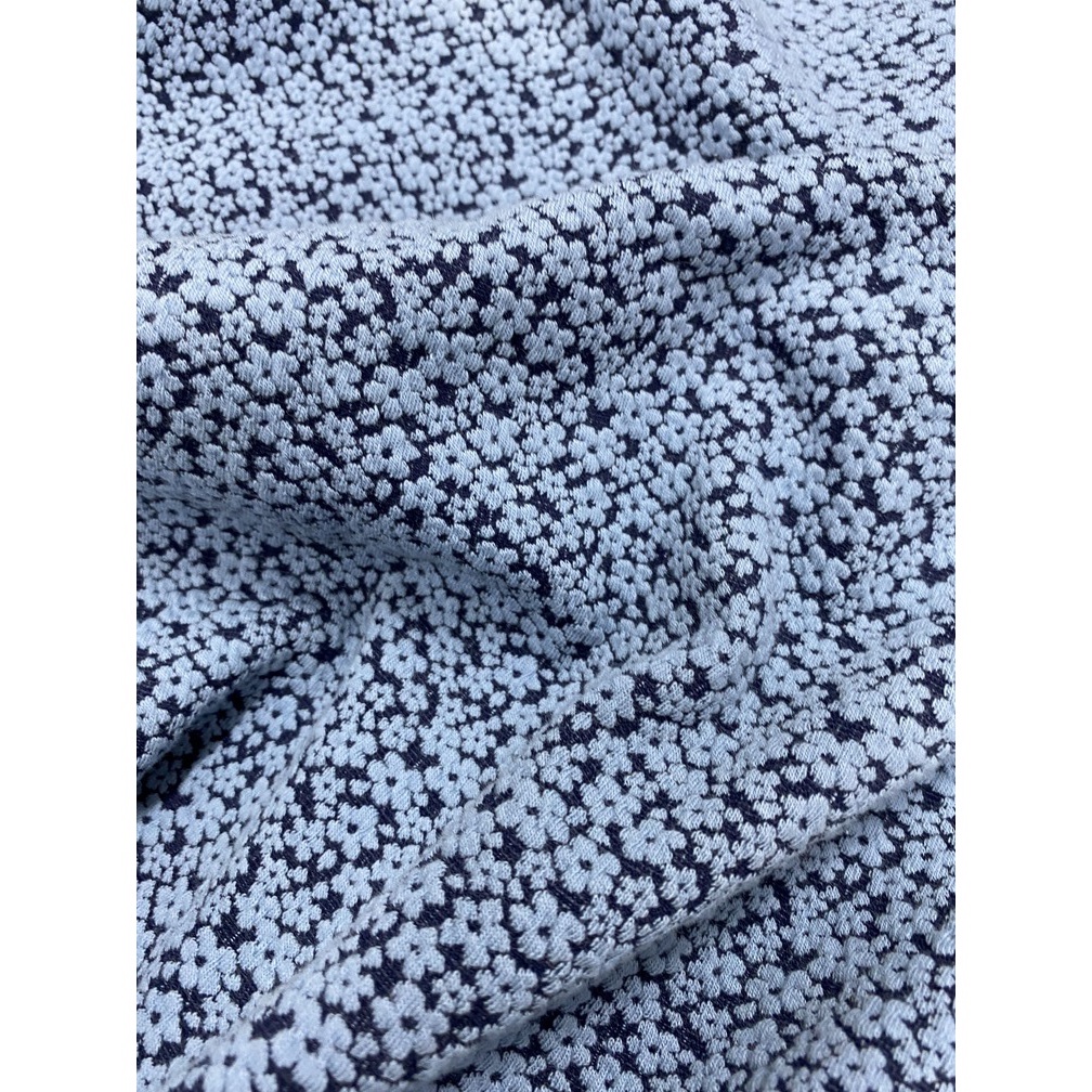 Vải cotton thun dày hoa mai xanh may đầm áo MS1219