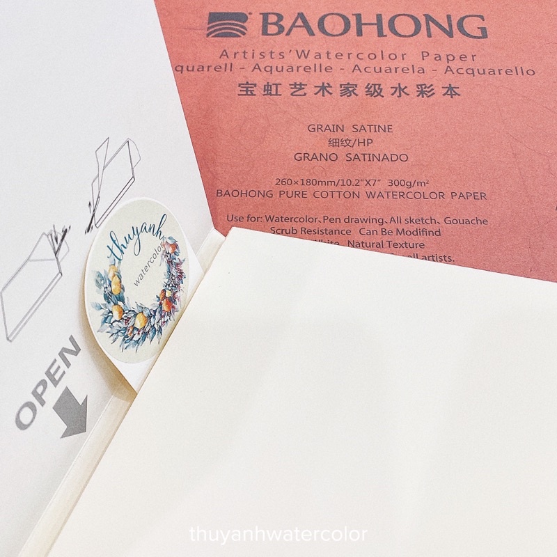 BAOHONG ARTIST - Sổ vẽ màu nước Baohong hạng hoạ sỹ