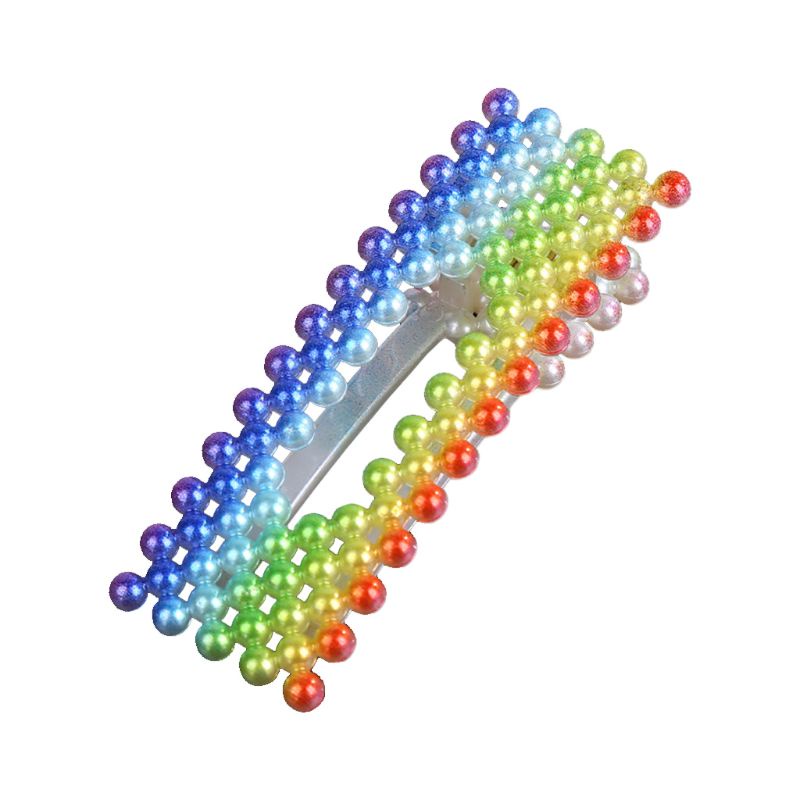 Kẹp Tóc Nhựa Hình Chữ Nhật Họa Tiết Da Báo Màu Cầu Vồng Kiểu Hàn Quốc Xinh Xắn