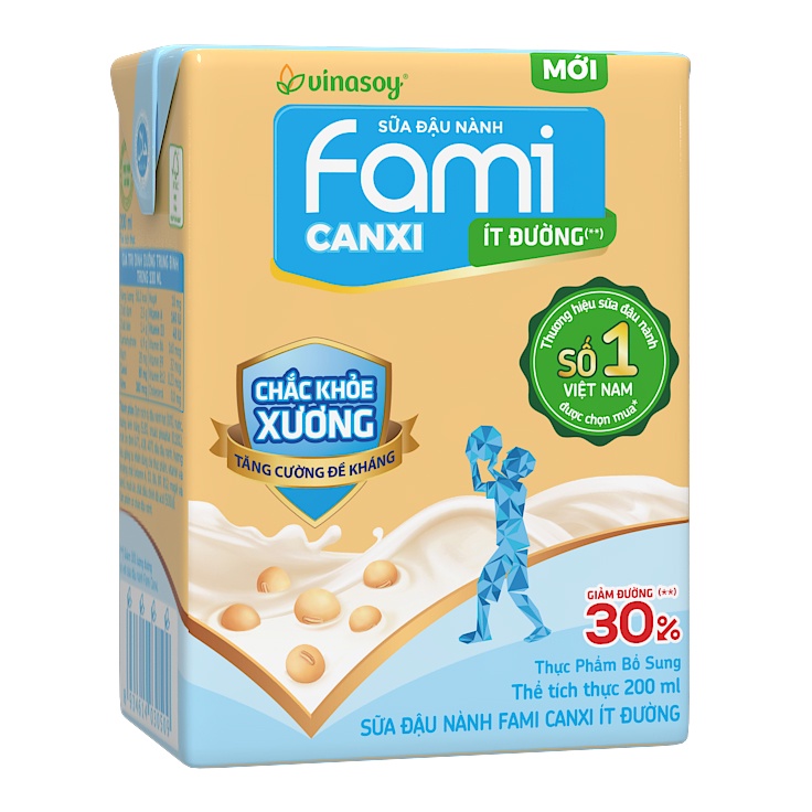 Thùng sữa đậu nành Fami Canxi ít đường (36 hộp x 200ml)