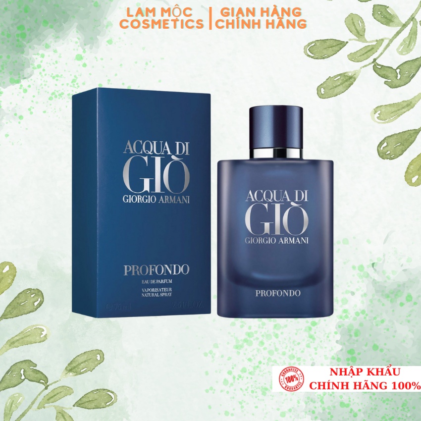 Nước hoa nam Acqua Di Giò Xanh Profumo 100ml - Dầu thơm nam lưu hương lâu mạnh mẽ cuốn hút