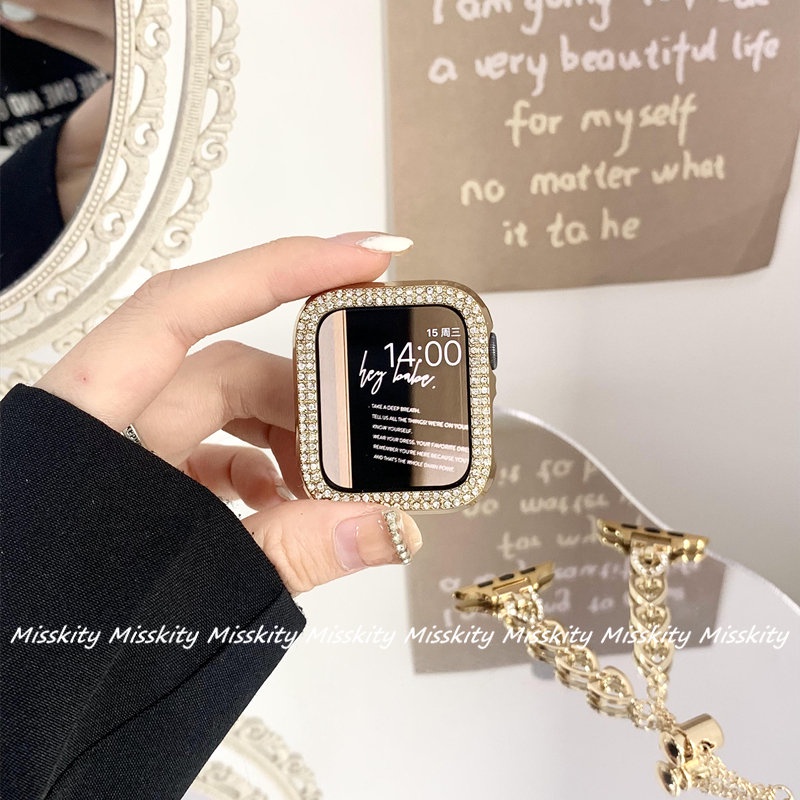 Ốp Bảo Vệ Mặt Đồng Hồ Đính Kim Cương Cho Apple watch Series 7 6 SE 5 4 3 2 1 45mm 41mm Iwatch 6 5 4 40mm 44mm