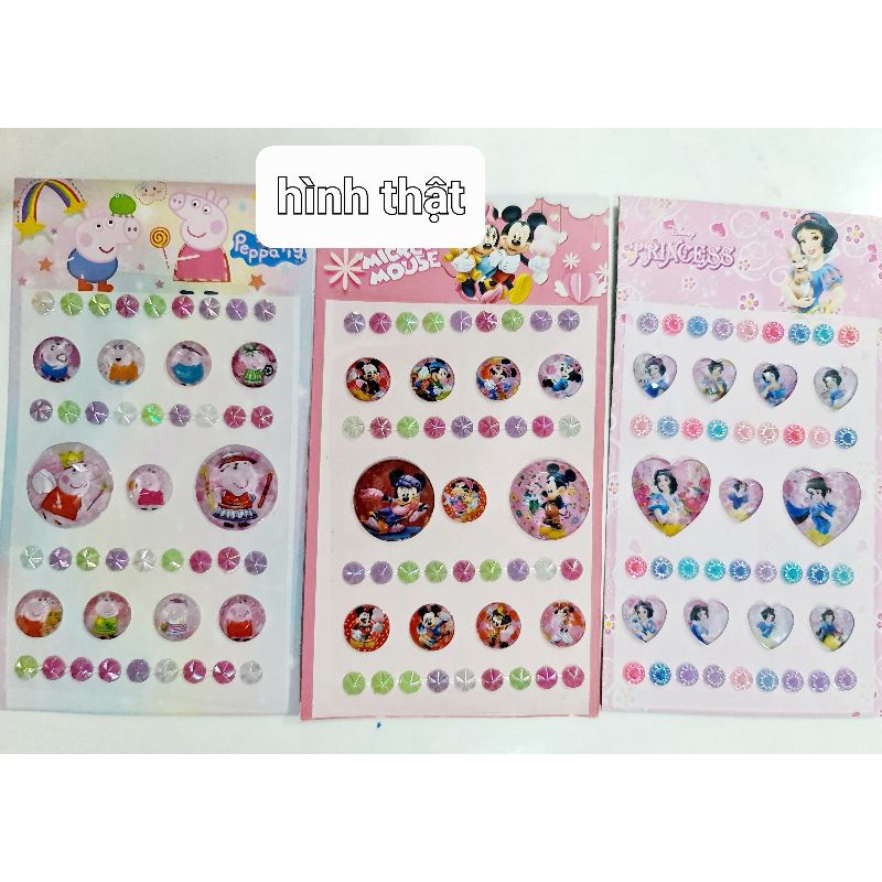 Sticker nhựa 3D nổi hình hoạt hình, có thể dùng như charm trang trí.
