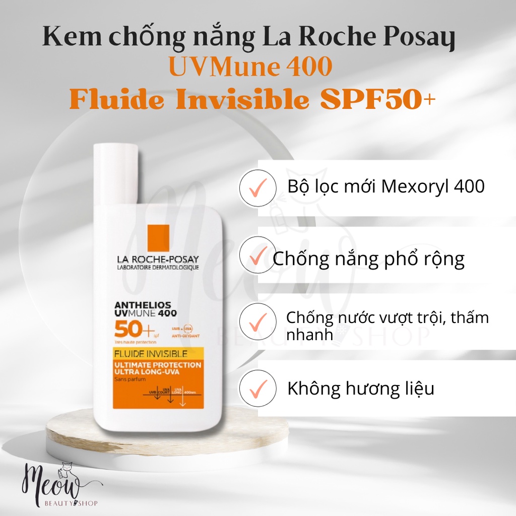 Kem chống nắng La Roche - Posay dạng sữa không nhờn rít Shaka fluid SPF50+ UVA UVB 50ml