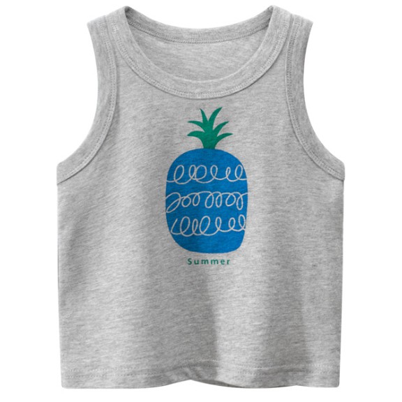 Áo ba lỗ bé trai 27KIDS áo ba lỗ cho bé hình PINEAPPLE cá tính chất cotton hàng xuất Âu Mỹ Rhino Kids