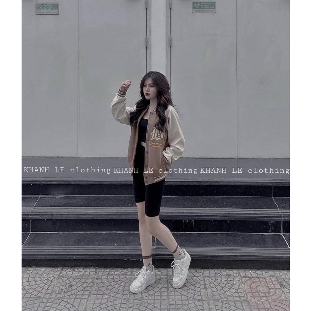 Áo khoác Bomber Tay Da, Áo bóng chày, áo khoác da dáng rộng Hàng Quảng Châu Cao Cấp