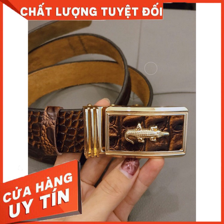 HÀNG NHẬP KHẨU - Thắt Lưng Nam Da Bò Thật Vân Cá Sấu Cao Cấp - Khóa Tự Động - Hàng Nhập Khẩu 1000