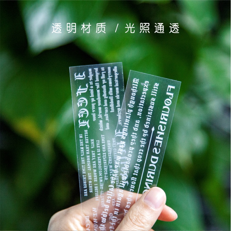Set 20 Sticker Nhựa Pet Trong Suốt In Chữ Viết Tay Nghệ Thuật.