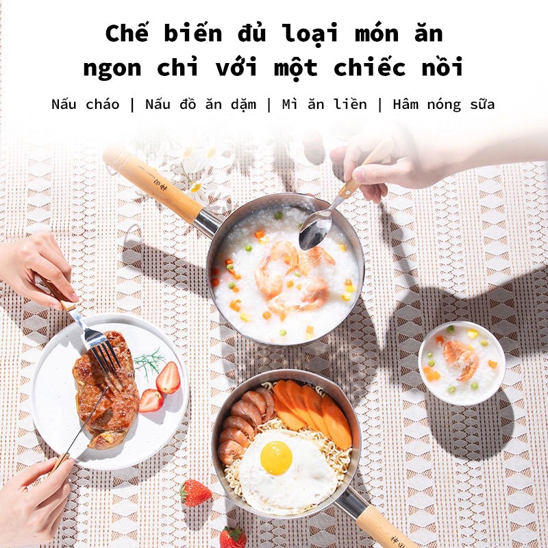 Nồi mì  inox gia dụng nồi nhỏ cho em bé nồi nấu mì ăn liền 304/430 chảo tuyết Nhật Bản nồi nấu canh súp của nhà sản xuất hàng có sẵn