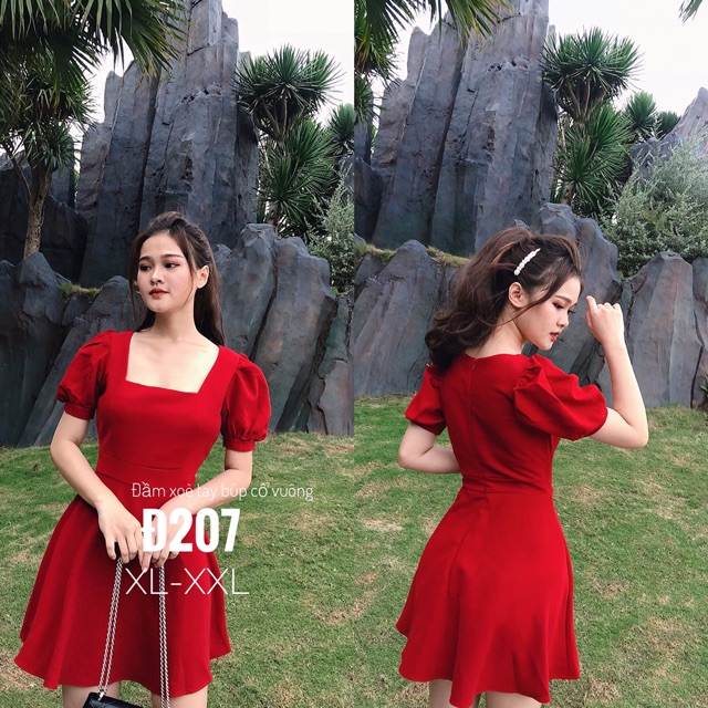 Đầm xoè cổ vuông bigsize 55-90kg | BigBuy360 - bigbuy360.vn