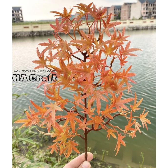 Cành lá phong 4 màu làm cây trang trí,cây bonsai handmade, lá tùng
