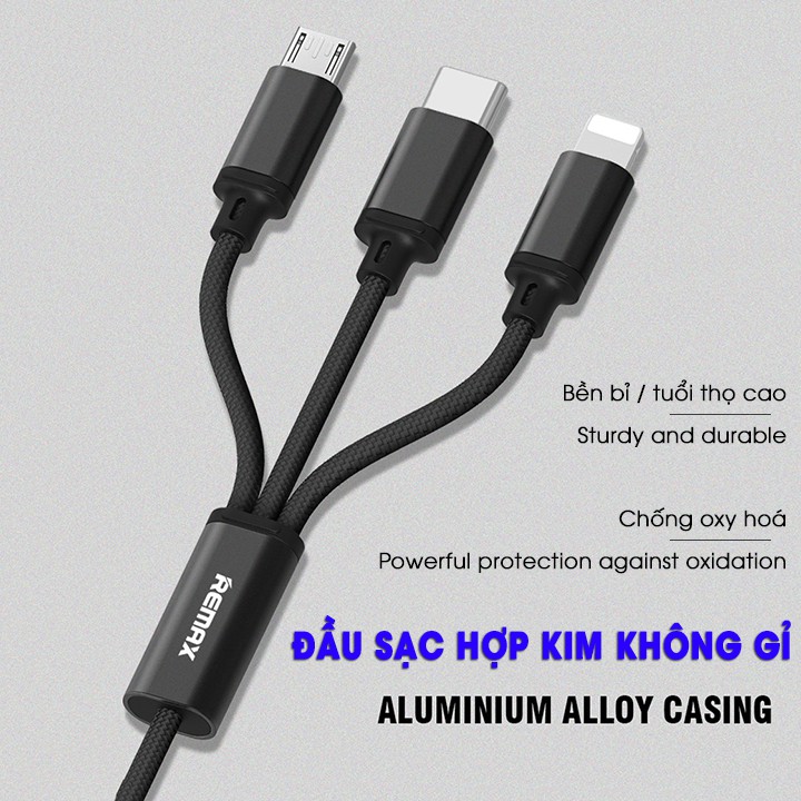 Cáp Sạc 3 Đầu Remax 3 in 1 RC-131TH (Lightning - Micro USB - Type C)