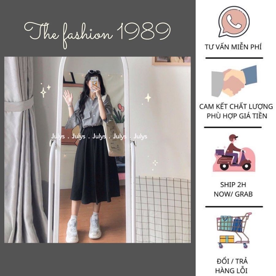 Chân váy đũi xoè ulzzang (ảnh thật tự chụp kèm video) 3 màu trắng đen be siêu xinh