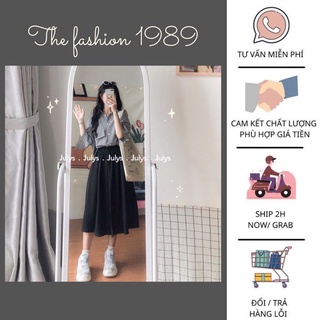 Chân váy đũi xoè ulzzang (ảnh thật tự chụp kèm video) 3 màu trắng đen be siêu xinh