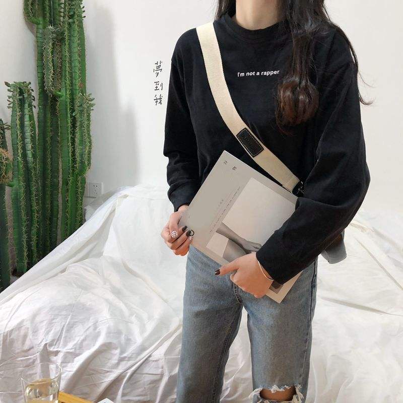 Áo Thun Nữ Dài Tay Cổ Tròn In Chữ I Am Not a Rapper Đơn Giản Phong Cách Harajuku Mới