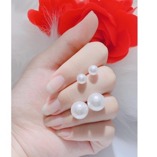 Bông tai bạc hạt trai đôi nhân tạo chị em DaLiA Jewelry khuyên tai hạt châu sang trọng