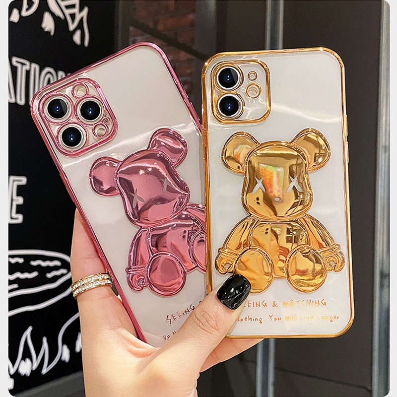 Ốp Điện Thoại TPU Trong Suốt In Hình Gấu Hoạt Hình Cho IPhone 13 12 11 Pro Max XS Max XR X 8 7 Plus
