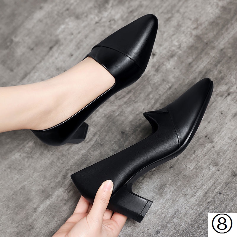 Giày Cao Gót Da Mềm Dày Dặn Thoải Mái Thời Trang Thu Đông 2021 Cho Nữ