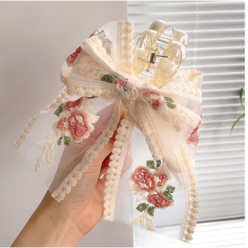 Kẹp Tóc Nơ Đính Ngọc Trai Phong Cách Hàn Quốc
