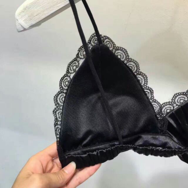 áo bra phi bóng satin ren đệm mỏng hàng free size