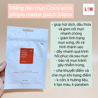 Miếng dán mụn Cosrx Acne Pimple Master Patch màu đỏ 24 miếng [Chính Hãng]