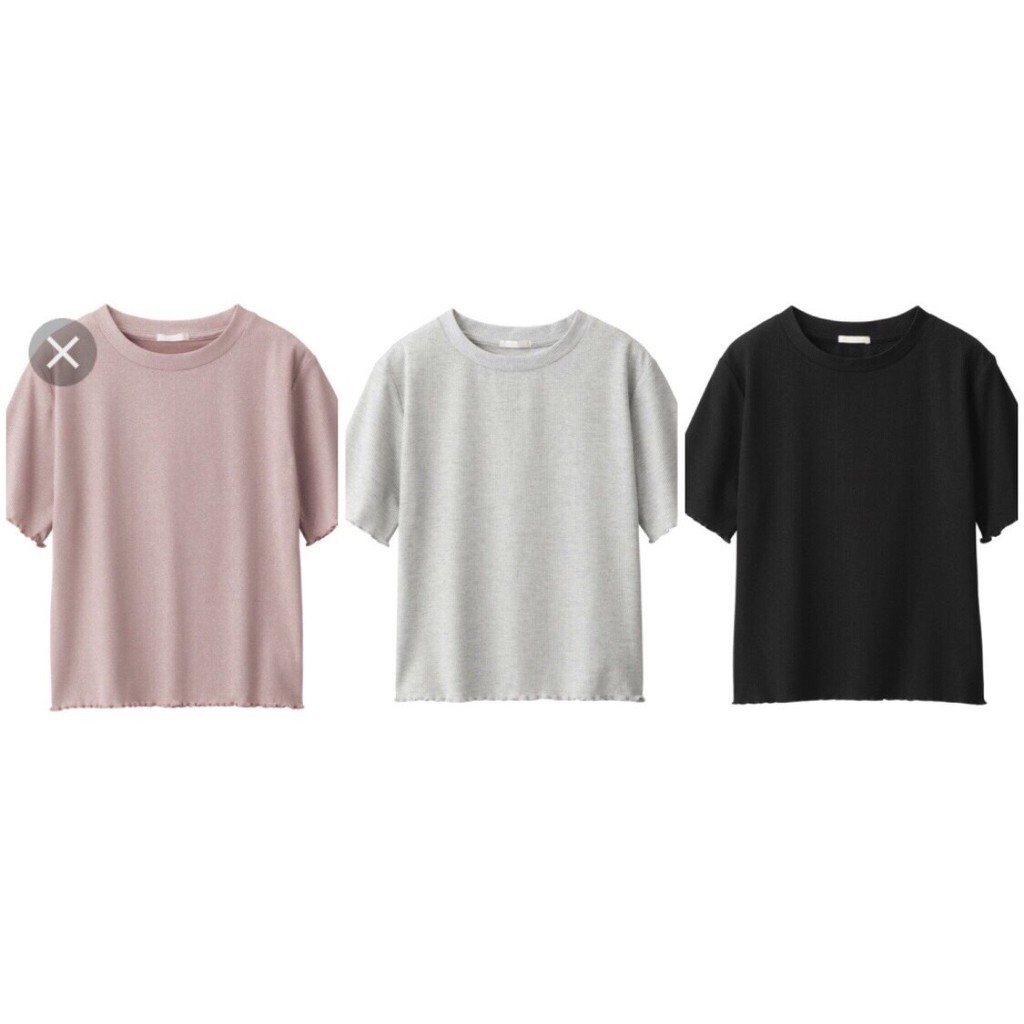 Áo thun len GU ánh kim tay lỡ