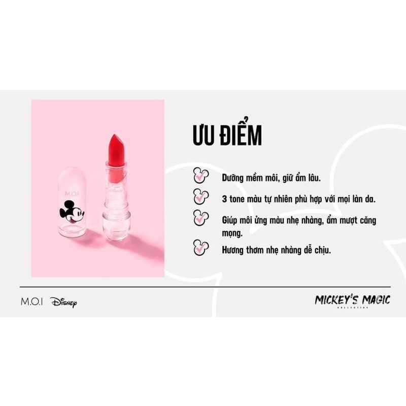 [ĐỦ MÀU] Son dưỡng môi có màu Magic Lips Mickey Limited - Son Hồ Ngọc Hà MOI Cosmetics