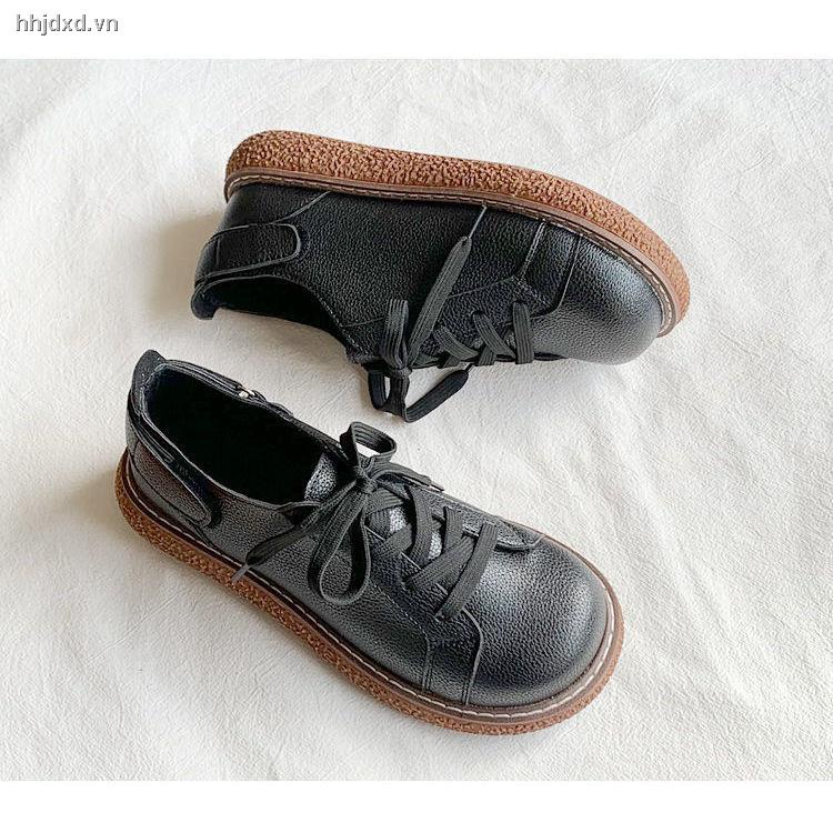 Giày da bít mũi phong cách Retro Nhật Bản thời trang mới cho nữ