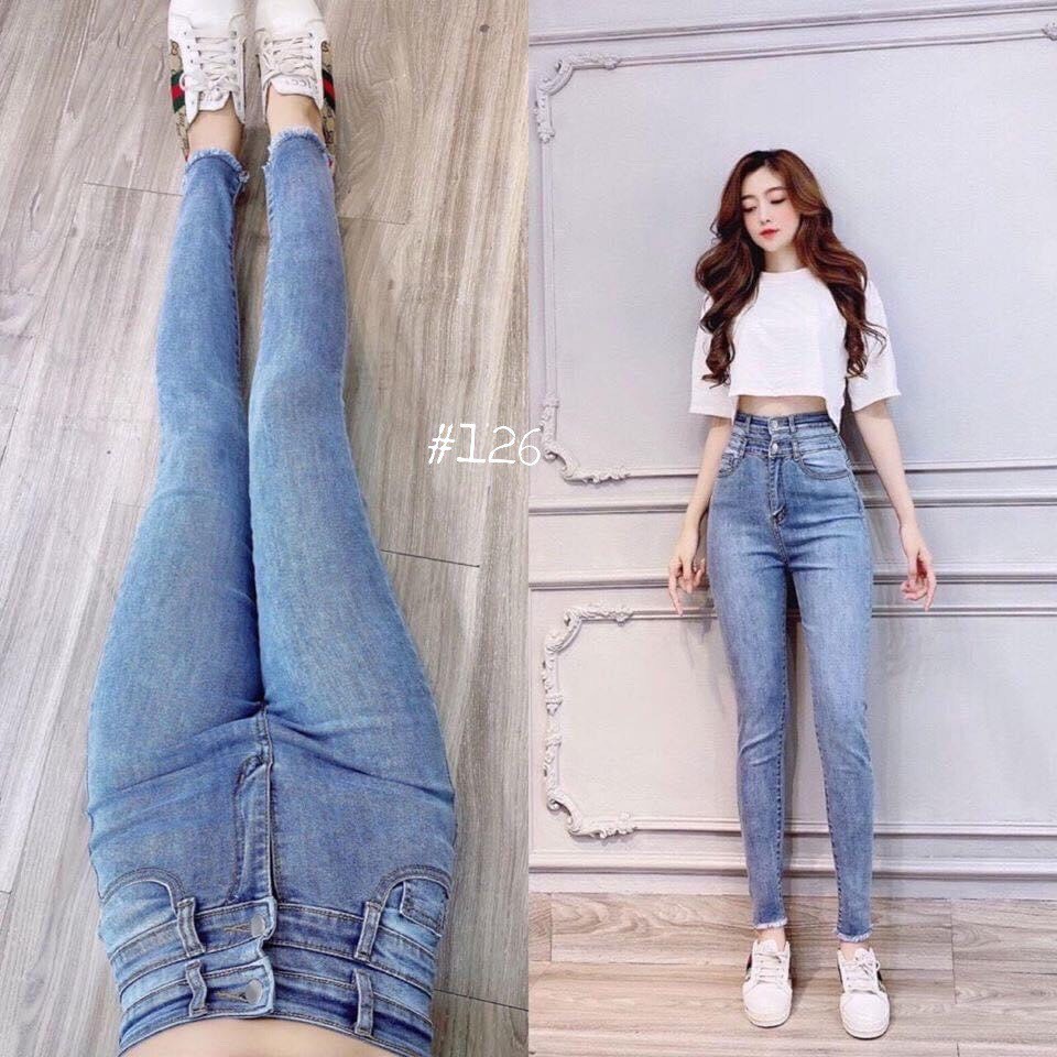Quần Jean Nữ Lưng Cao Túi Trước 2 cúc (Hình Thật ) | BigBuy360 - bigbuy360.vn