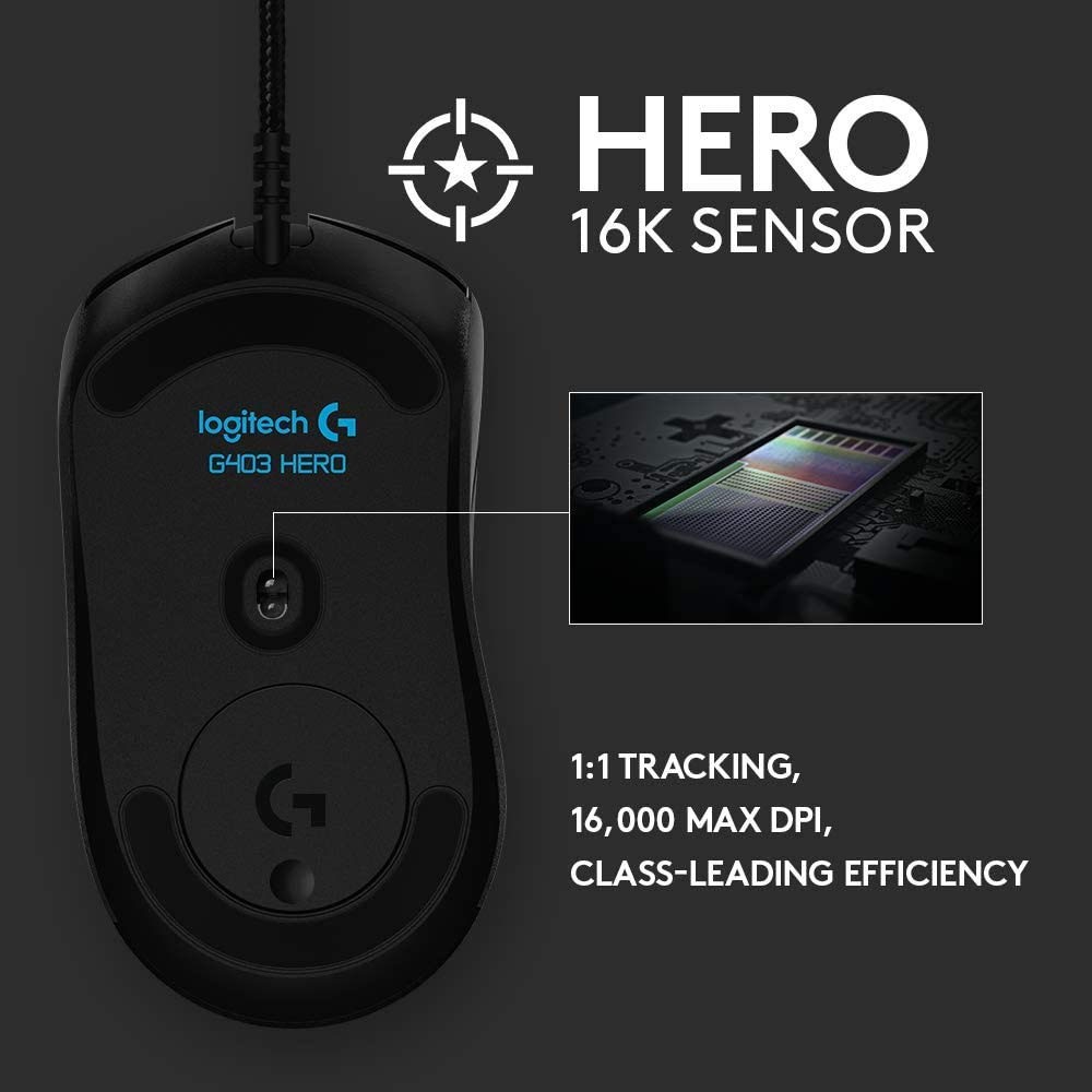 [Mã 267ELSALE hoàn 7% đơn 300K] Chuột Gaming Logitech G403 HERO 16K LIGHTSYNC RGB LED