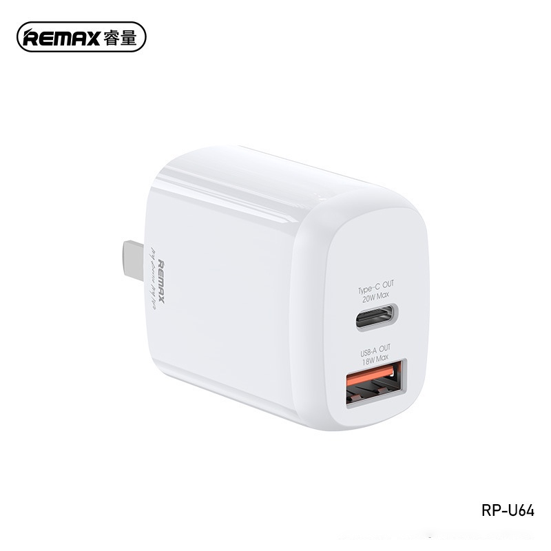 Củ Sạc Điện Thoại Remax RP-U2 Sạc Nhanh 20W Tích Hợp 2 Cổng Sạc Nhanh PD Type C + USB Thiết Kế Nhỏ Gọn