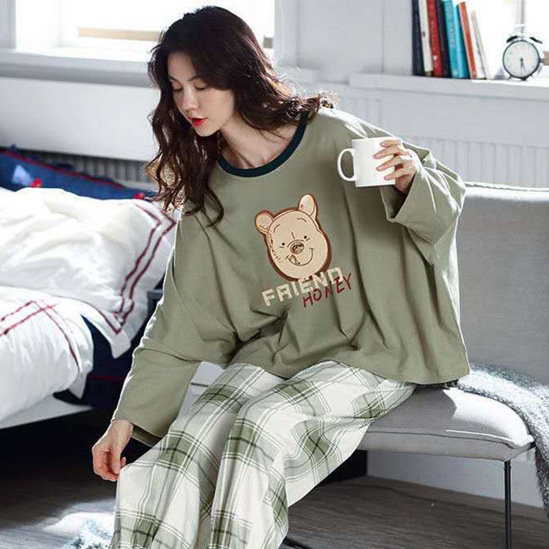 Bộ Đồ Ngủ Tay Dài Plus Size Phong Cách Hàn Quốc Cho Nữ